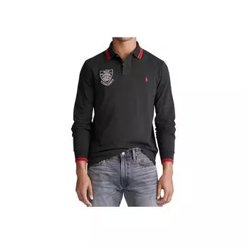 Polo Ralph Lauren Поло с длинным рукавом с вышитым логотипом пони Мужские топы Черный MNPOKNI16820289-001 XS