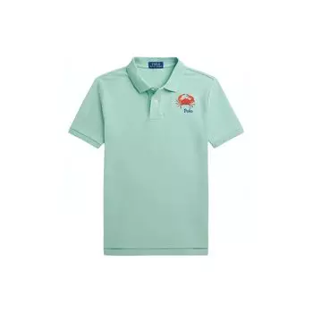 Polo Ralph Lauren Polo Shirt Ss24 Letter Crab Embroidery Casual Short Sleeve T Shirt Kids Tops Celadon CWPOKNIY8021085-300 M