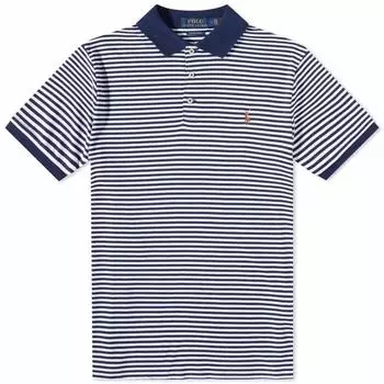 Polo Ralph Lauren Polo Stripe Print Короткие рукава Поло Рубашка Мужская Топы Синий 710870544001 XL