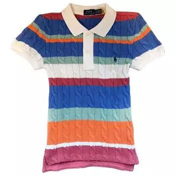 Polo Ralph Lauren Поло в полоску кабельной вязки Женские топы Синий Белый 211914555-006 XS