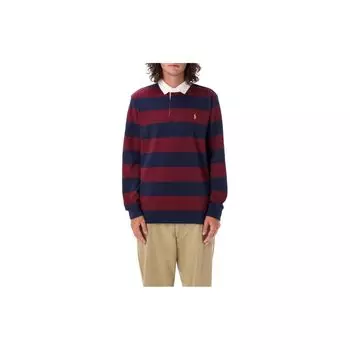 Polo Ralph Lauren Поло в полоску приталенного кроя с длинным рукавом Мужские топы Красный Синий 710717116C-044 M