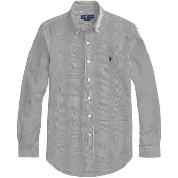 Polo Ralph Lauren Поло в полоску с вышивкой пони Рубашка с длинным рукавом Мужские рубашки Черный 710575692-010 L