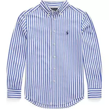 Polo Ralph Lauren Поло в полоску с цветными блоками на пуговицах, с длинным рукавом, детские топы, синий 323918249-019 M