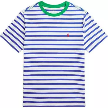 Polo Ralph Lauren Полосатая футболка с круглым вырезом и коротким рукавом Детские топы Синяя CWPOTSHY8020997100 L