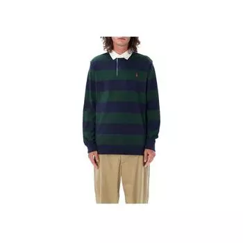 Polo Ralph Lauren Полосатая футболка с воротником поло, повседневная, с длинным рукавом, детские топы, зеленый 710717116C-043 S