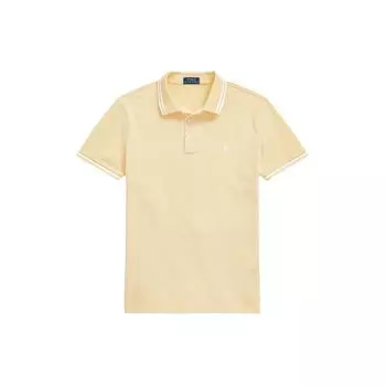 Polo Ralph Lauren Полосатая отделка логотип вышитый повседневный короткий рукав поло рубашка мужская топы бежевый 710898948-005 XL