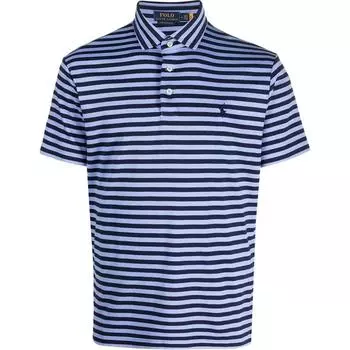Polo Ralph Lauren Полосатая рубашка-поло с цветными блоками и пуговицами, повседневная, с коротким рукавом, мужские топы, синяя 710899066-003 S