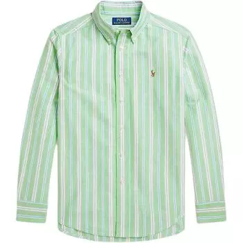 Polo Ralph Lauren Полосатая рубашка с длинным рукавом на пуговицах Мужские рубашки Зеленая 710937997-003 S