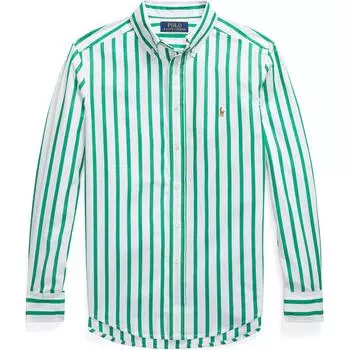 Polo Ralph Lauren Полосатая рубашка с вышитым маленьким пони на пуговицах, повседневная, с длинным рукавом, детская рубашка цвета зеленого жука CWPOWOVY6820456-999 XL
