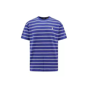 Polo Ralph Lauren Полосатая свободная футболка с круглым вырезом для мужчин, топы, синяя 710934666-001 XL