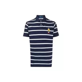 Polo Ralph Lauren Полосатая свободная рубашка поло с коротким рукавом Мужская рубашка поло Синий 710795723-001 XS