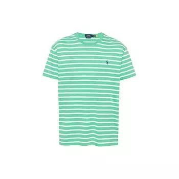 Polo Ralph Lauren Полосатая вышитая футболка с круглым вырезом и коротким рукавом Мужские футболки Зеленые 710934662-005 L