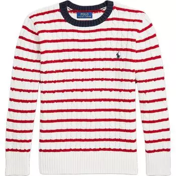 Polo Ralph Lauren Полосатый логотип круглый вырез длинный рукав свитер детский свитер белый CWPOSWEY6820577-999 M
