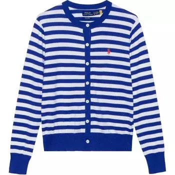 Polo Ralph Lauren Полосатый логотип Вышитые пуговицы Вязаный свитер Женский свитер Синий 211840291-006 XS