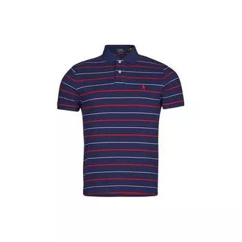 Polo Ralph Lauren Полосатый свитер Прямой Повседневный короткий рукав Поло Рубашки Мужские Поло Рубашки Синий 710910519-001 L