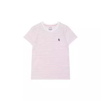 Polo Ralph Lauren Полосатый свитер с круглым вырезом и коротким рукавом Футболка Женская розовая 211698030-037 XS