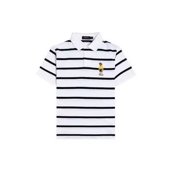 Polo Ralph Lauren Полосатый узор с буквами Повседневная рубашка поло с коротким рукавом Мужские топы Белый 710795723-002 S