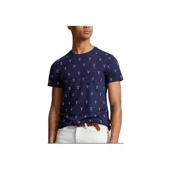 Polo Ralph Lauren Pony вышитая футболка с круглым вырезом и коротким рукавом мужские футболки синяя 710929068-001 L