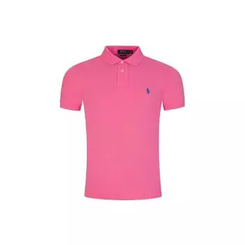 Polo Ralph Lauren Повседневная однотонная рубашка поло с коротким рукавом и вышитым логотипом для мужчин, розовая 710536856-245 S
