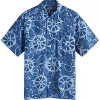 Polo Ralph Lauren Printed Single-Breasted Shirt Short Sleeve Men Shirts Blue 710942683-001 XS
