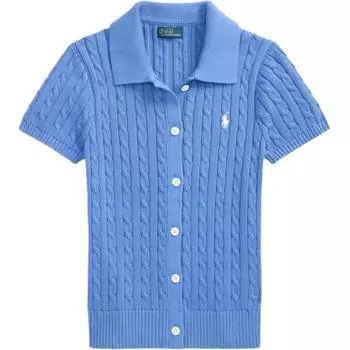 Polo Ralph Lauren Приталенный Хлопковый Трикотажный Топ с Коротким Рукавом Женские топы Летний-Синий WMPOSWENDW20398-400 M