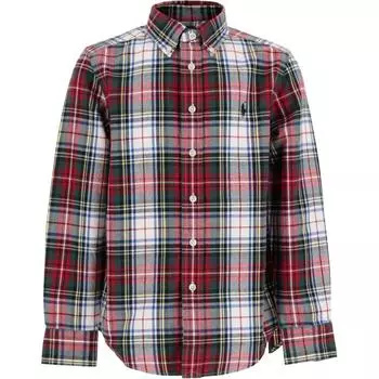 Polo Ralph Lauren рубашка Детская клетчатая с вышитым логотипом на пуговицах с длинным рукавом Красная детская рубашка 323952201-001 L