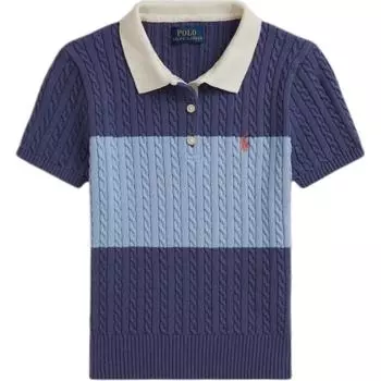 Polo Ralph Lauren Рубашка поло Хлопковый трикотаж «косичка» С коротким рукавом Синий Детские топы CWPOSWEG6820548 S