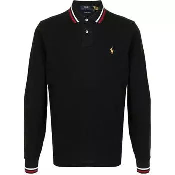 Polo Ralph Lauren Рубашка поло с длинным рукавом с вышивкой, мужская, топы, Черный 710828370-001 L