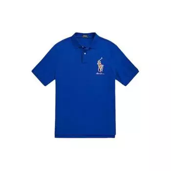 Polo Ralph Lauren Рубашка поло с коротким рукавом с узором из букв логотипа спереди Мужские топы Синий 710926413-004 M