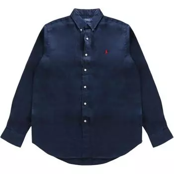 Polo Ralph Lauren Рубашка-поло с логотипом, на пуговицах, с длинным рукавом, мужская, темно-синяя 710966292006 XL