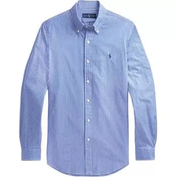 Polo Ralph Lauren Рубашка с длинным рукавом из эластичной ткани в полоску с вышивкой логотипа пони Мужские рубашки Синий Белый 710815617-006 XL