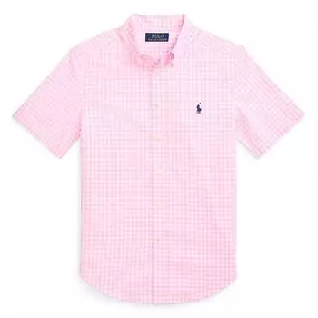 Polo Ralph Lauren рубашка с коротким рукавом и вышитым логотипом в клетку на пуговицах Детские топы розового цвета CWPOWOVY6820488-999 S