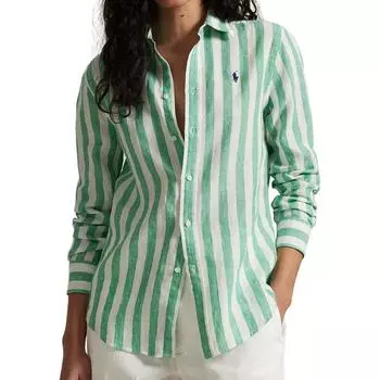Polo Ralph Lauren Рубашка в полоску на пуговицах с длинным рукавом Женские рубашки Зеленый 211970691-009 XS