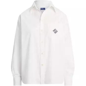 Polo Ralph Lauren Рубашка женская оверсайз из хлопка с острым воротником, на пуговицах, с логотипом, с длинным рукавом WMPOSHTNDO20914-100