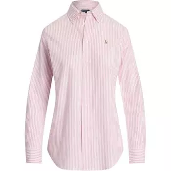 Polo Ralph Lauren Рубашка женская с полосатым логотипом, приталенного кроя, с длинным рукавом, розовая 211941508-006 M