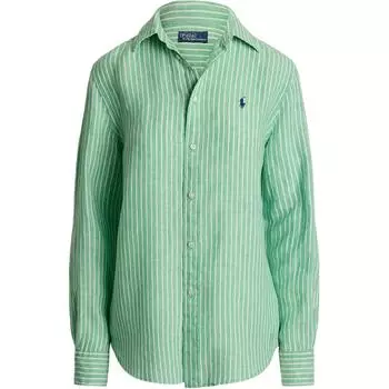 Polo Ralph Lauren Рубашка женская в полоску с длинным рукавом на пуговицах Зеленая 211968222-001 S
