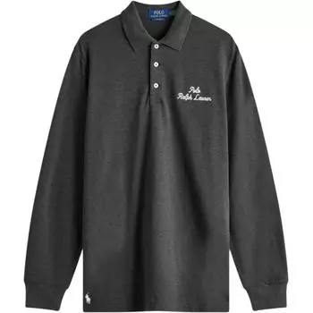 Поло Ralph Lauren с вышивкой логотипа, мужской топ с длинным рукавом, черный 710957364-003 XL