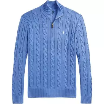 Polo Ralph Lauren Серия The Hamptons Свитер-пуловер на молнии с вышивкой пони Мужской свитер Синий MNPOSWE16822446-400 XL