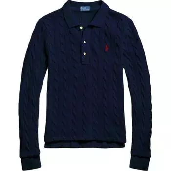 Polo Ralph Lauren Slim Fit Хлопковая рубашка поло с длинным рукавом Женские топы Темно-синие WMPOKNINB920223-410 XS