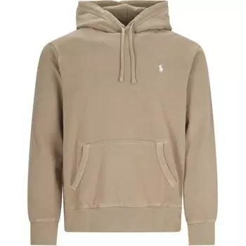 Polo Ralph Lauren Solid Logo Fitted Hoodie Long Sleeve Sweatshirt Men Hoodies Beige 710935236-001 S