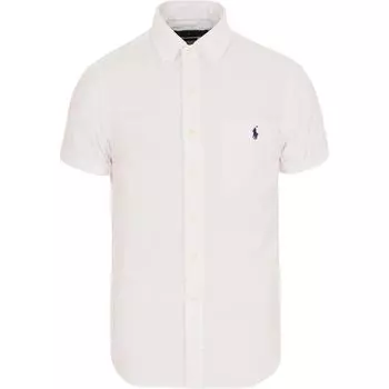 Polo Ralph Lauren Solid Logo Polo Collar Однобортная рубашка с коротким рукавом Мужские рубашки Белые 710691428-005 S