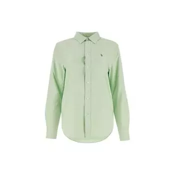 Polo Ralph Lauren Solid Logo Polo Collar с длинным рукавом Рубашка женская зеленая 211932521-003 S