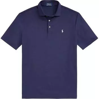 Polo Ralph Lauren Solid Logo Pony вышитый свитер с коротким рукавом поло рубашка мужская синяя 710660637-006 S