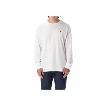 Polo Ralph Lauren Solid Logo Print Crew Neck Long Sleeve T Shirt Men tops White 23A710671467C-004 M