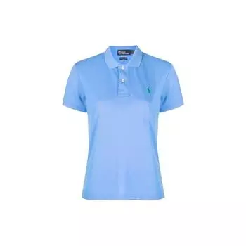 Polo Ralph Lauren Solid Logo Простая рубашка поло с коротким рукавом Женские топы Синий 211806666006 XS