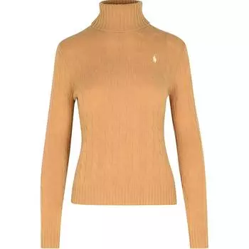 Polo Ralph Lauren Solid Logo Pullover High Neck Long Sleeves Sweeper Women sweater Camel 211888686-006 S