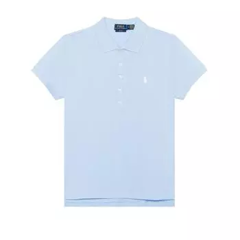 Polo Ralph Lauren Solid Logo Удобная приталенная рубашка поло с коротким рукавом для женщин, топы синего цвета 211505654-148 L