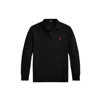 Polo Ralph Lauren Solid Logo Вышитый длинный рукав Поло Рубашка Мужская Топы Черный MNPOKNI16820362-001 XXL