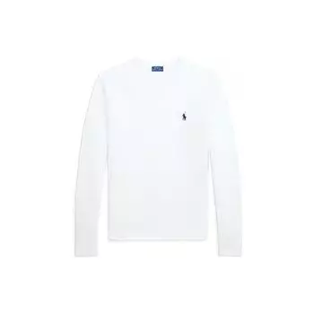 Polo Ralph Lauren Solid Logo Вышитый круглый вырез Трикотажная футболка с длинным рукавом Женская футболка Белый WMPOKNINCU20696-100 L