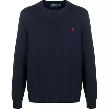 Polo Ralph Lauren Solid Logo Вышитый круглый вырез свитер-пуловер мужской свитер синий 710810846-001 S